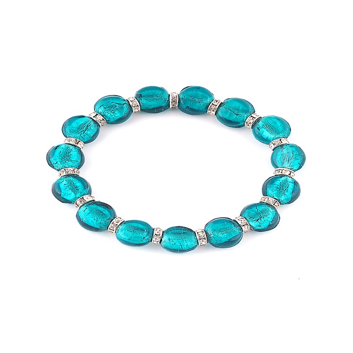 Bratara PERLA verde sidefat din sticla de Murano, diametru 6-7 cm, Bijuterii Original Murano