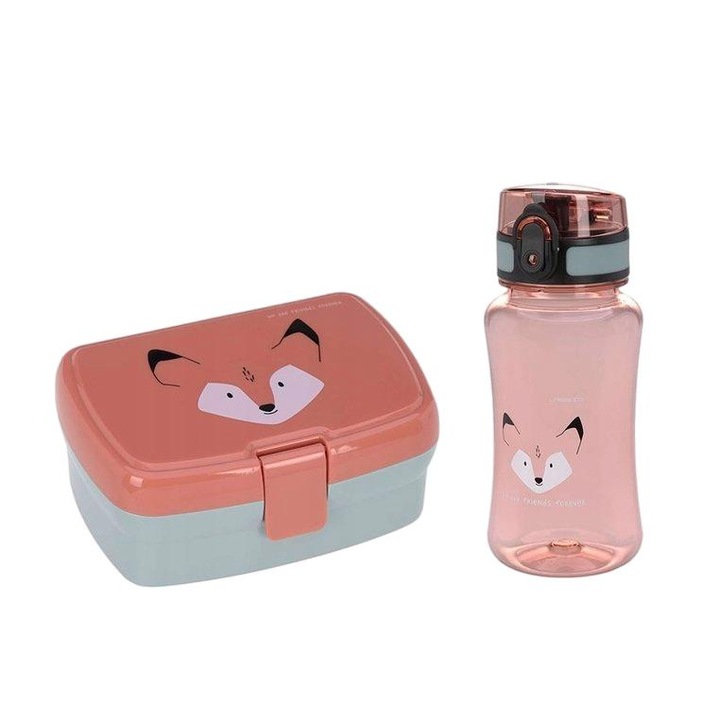 OEM ebéddoboz készlet, polipropilén, róka modell, piros