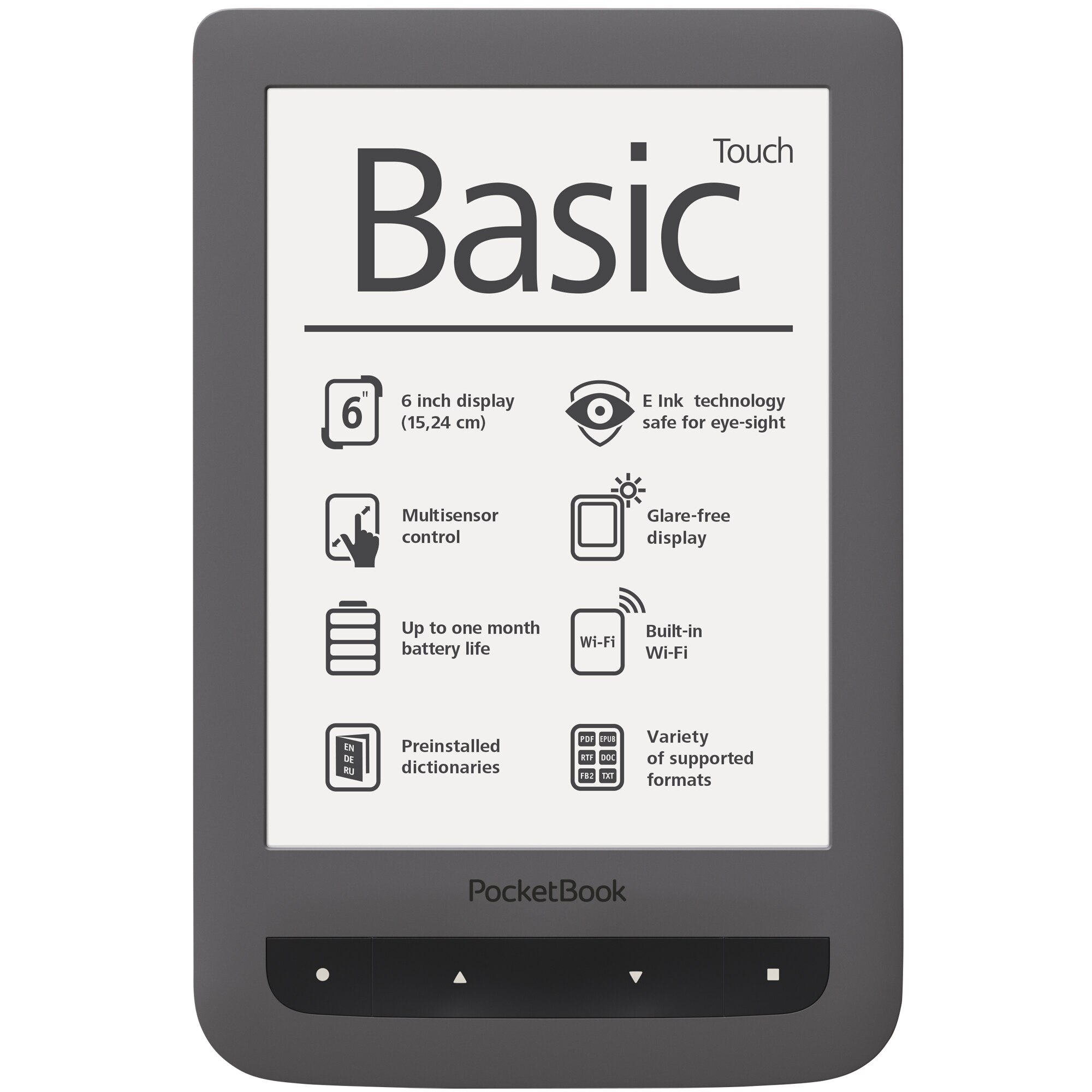 eBook Reader Pocketbook Basic Touch 624, Gri eMAG.ro