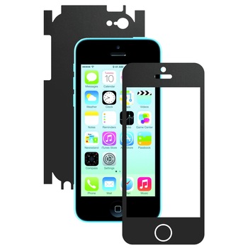 Folie de protectie Full Body Carbon Skinz, Acoperire Totala, Negru Mat pentru Apple Iphone 5C