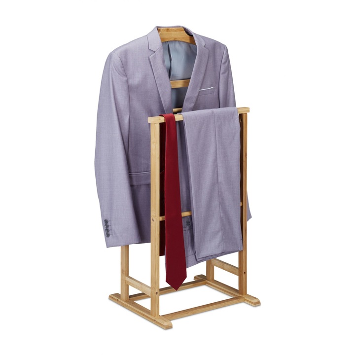 Portmantou Relaxdays, din bambus, natur, 98.5 x 47 x 36 cm