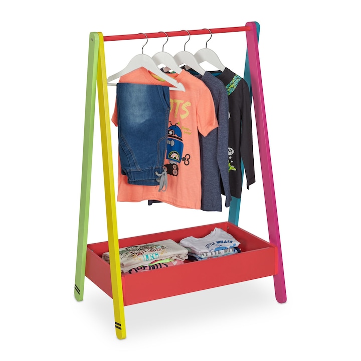 Етажерка за дрехи за детска стая RelaxDays от МДФ многоцветна с кутия за съхранение 99 х 64,5 х 42 см