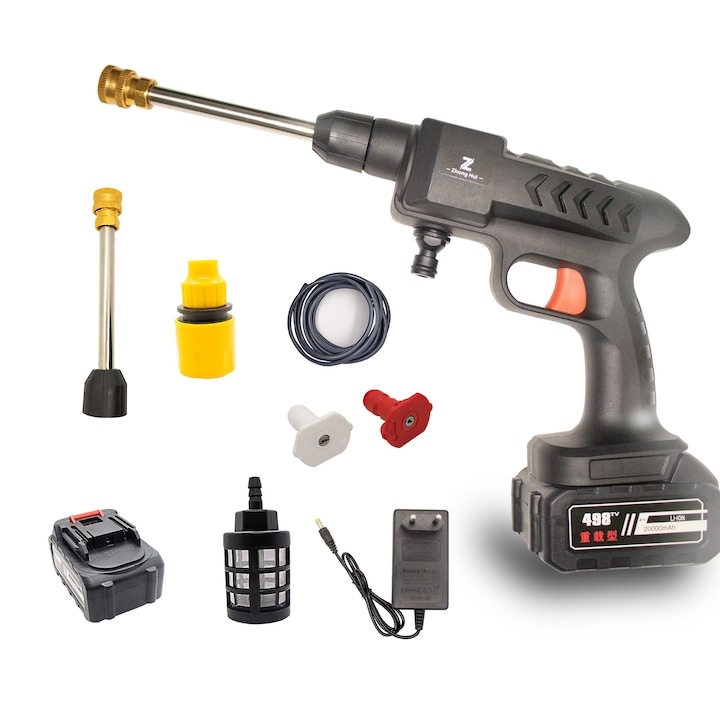 Уред за миене под налягане, 21V, 20000mAh, 20000rpm, черен