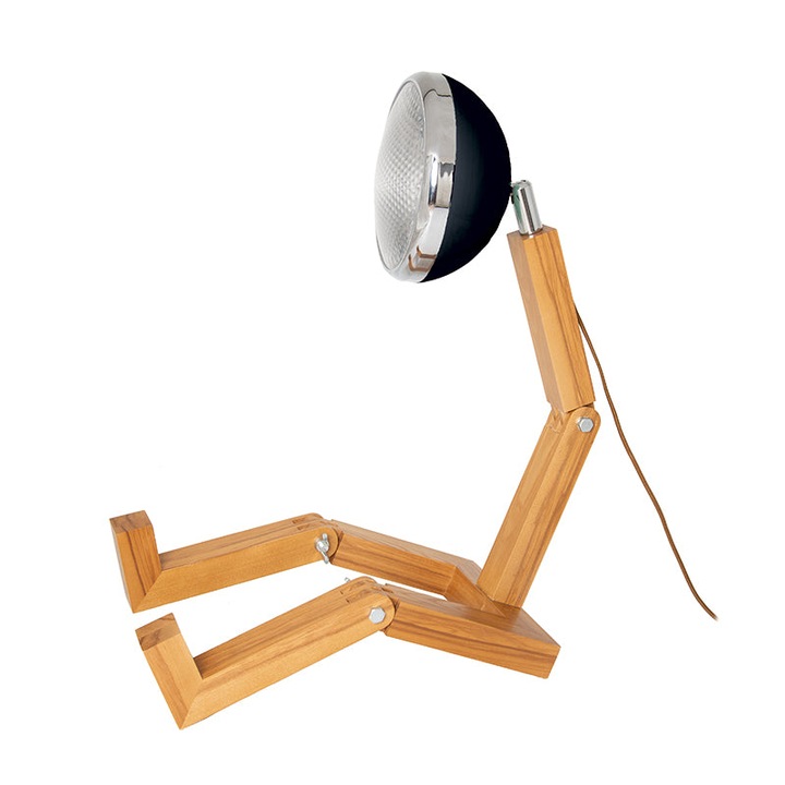 Piffany asztali lámpa, LED, Kézzel készített, 12V, 15,5 x 27,6 x 18 cm, Fa, Fém, Fekete, Bézs