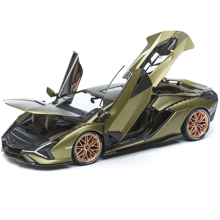 Fém autó, Lamborghini Sian, Hanggal és fényekkel, Arany