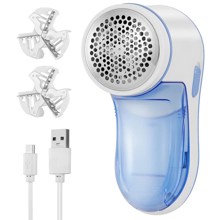 Aparat scame, Vaxiuja, Inox, Incarcare USB, Alb/Albastru