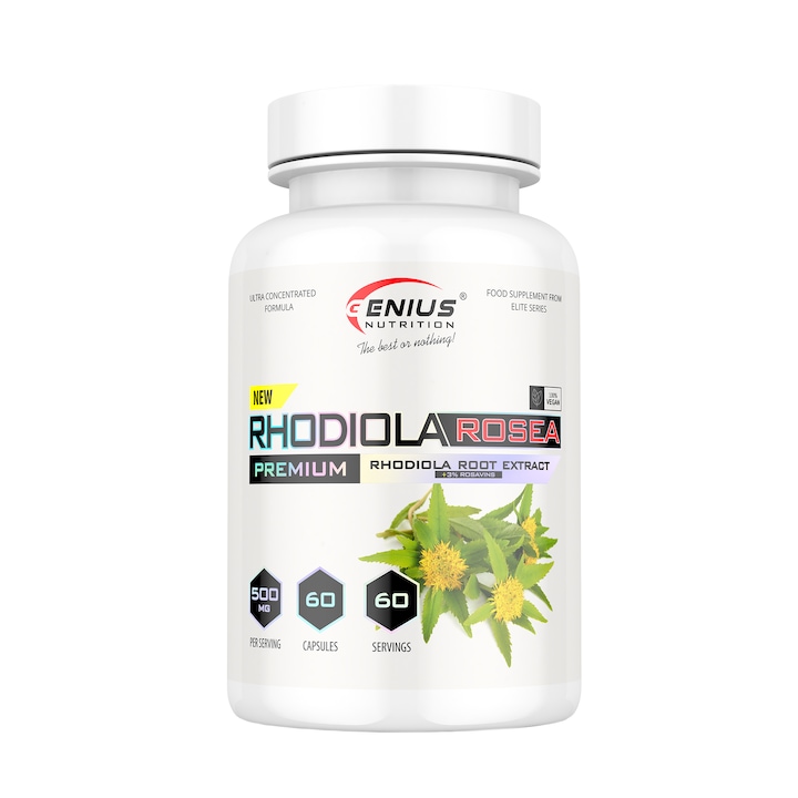 Rhodiola Rosea, supliment alimentar adaptogen anti-stres, 60 capsule