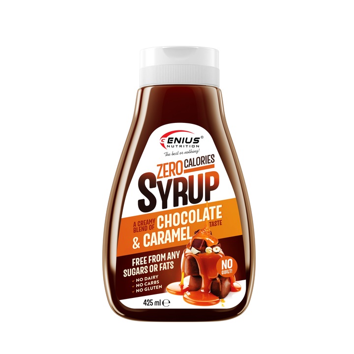 Sirop Zero Calorii Genius Nutrition, aroma Ciocolata cu Caramel, 425 ml