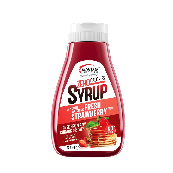Sirop Zero Calorii Genius Nutrition cu aroma Capsuni, 425ml