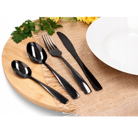 Set tacamuri, 24 piese, otel inoxidabil, negru