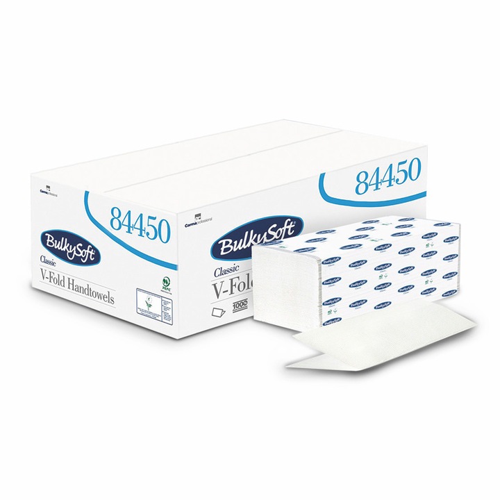 Кърпи за ръце Bulky Soft Classic, 84450, 200 къса, двупластови, 20,5 х 21,5 см, бял