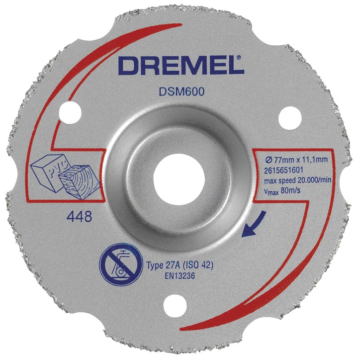 Dremel DSM600 többcélú karbid felsőmaró vágókorong, Munkaátmérő: 20 mm