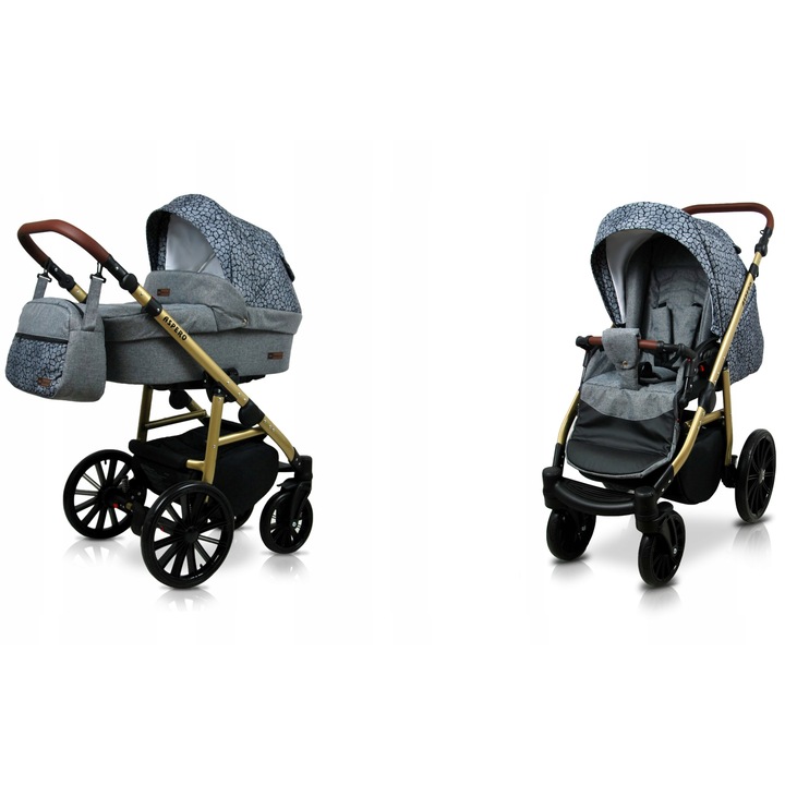 Carucior de Copii BabyLux ASPERO, 2in1, Adanc Reversibil, Cadru Aluminiu, Culoare Silver Stone
