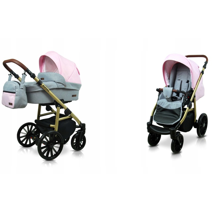 Детска количка BabyLux, 2 в 1, Алуминий/Памук, Многофункционална, Многоцветна