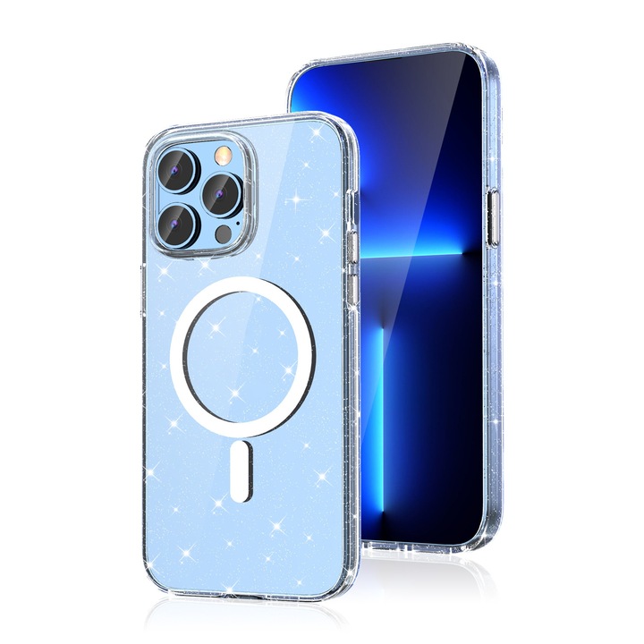 Husa magnetica telefon, Jiokang, TPU, Compatibila cu iPhone 13 Pro Max, Transparent