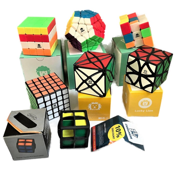 7 az 1-ben Cubikon rubik játék szortiment kocka + 2x2 Vadász kocka 1996 retro készlet csomag