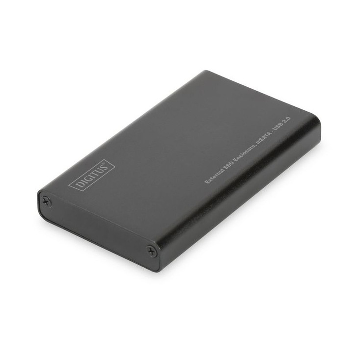 Външен SSD корпус, Digitus, mSATA - USB 3.0, Тъмносив