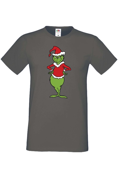 Tricou Barbati Craciun Christmas Hollydays Tralala Grinch 01, Gri inchis, 2XL