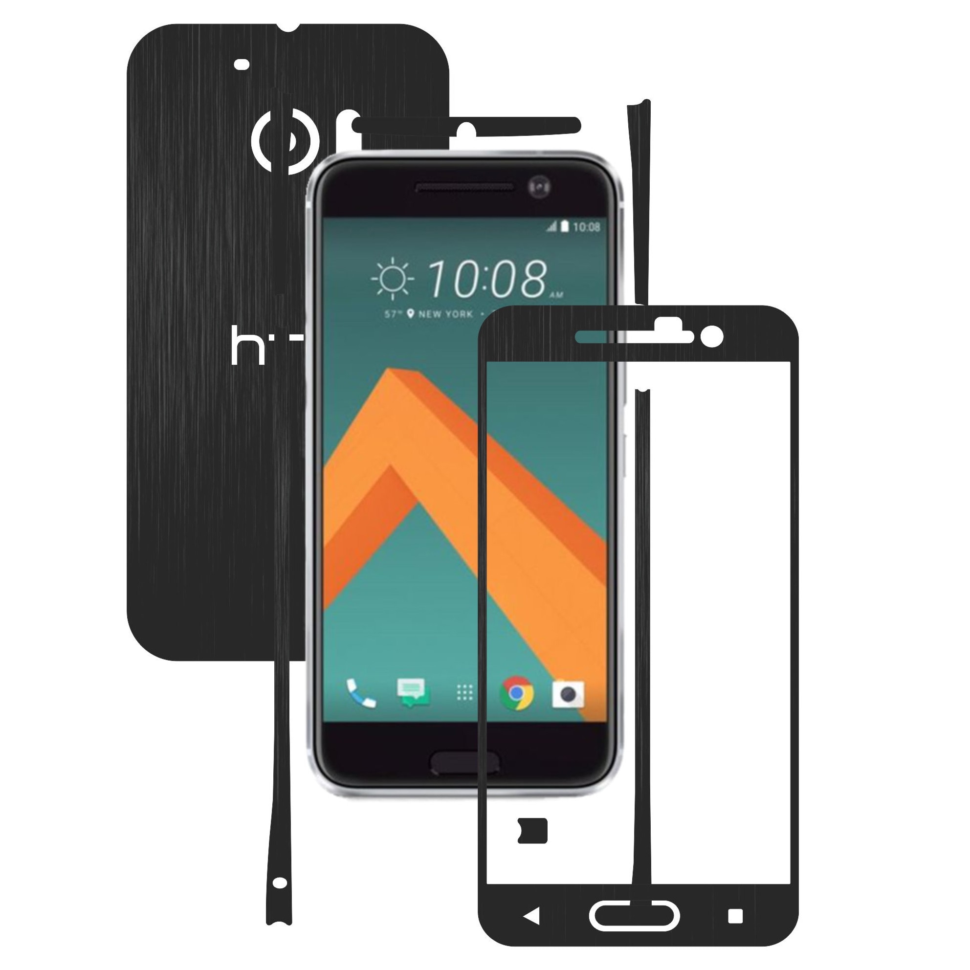 Folie de protectie Full Body Carbon Skinz, Acoperire Totala, Brushed Negru pentru HTC 10