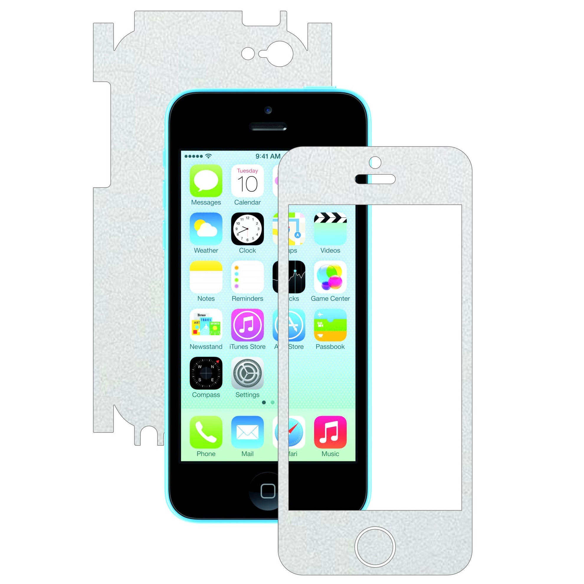 Folie de protectie Full Body Carbon Skinz, Acoperire Totala, Piele Alba pentru Apple Iphone 5C
