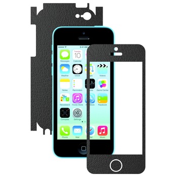 Folie de protectie Full Body Carbon Skinz, Acoperire Totala, Piele Neagra pentru Apple Iphone 5C