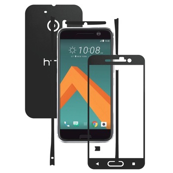 Folie de protectie Full Body Carbon Skinz, Acoperire Totala, Negru Mat pentru HTC 10