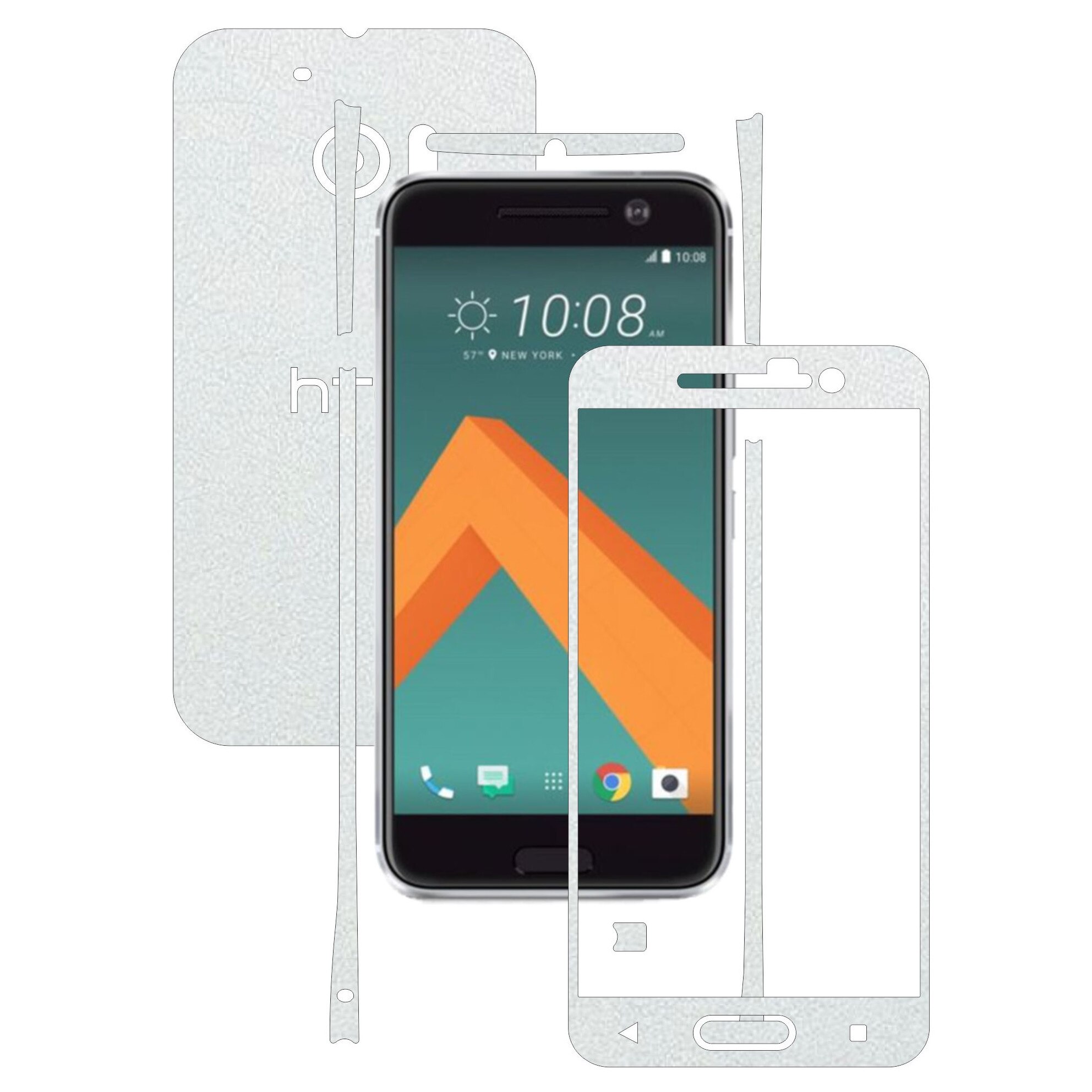 Folie de protectie Full Body Carbon Skinz, Acoperire Totala, Piele Alba pentru HTC 10