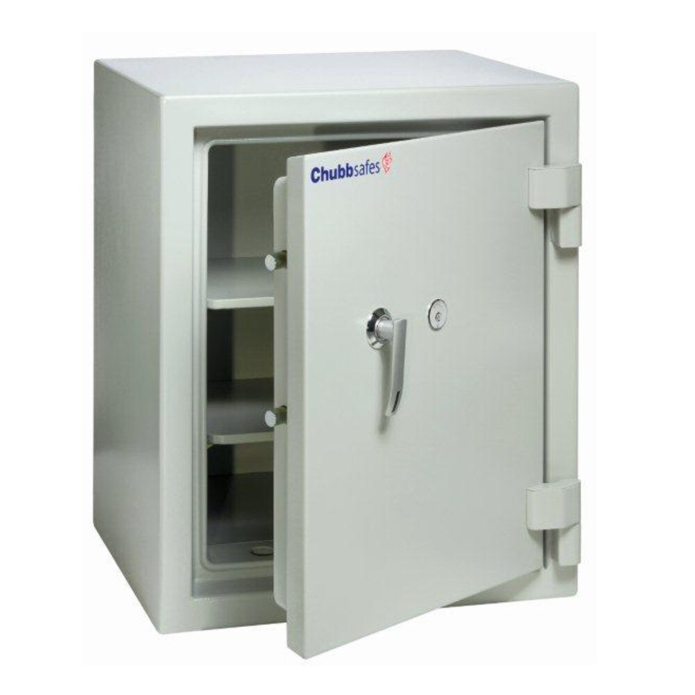 Seif business cu certificare antifoc, sistem mecanic, model EX 65 KL CHUBB, 669x549x507 mm, alb