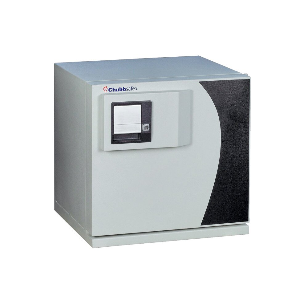 Seif mecanic antifoc, protectie suport media, model DataGNT 25 KL CHUBB, 530x546x566 mm, alb