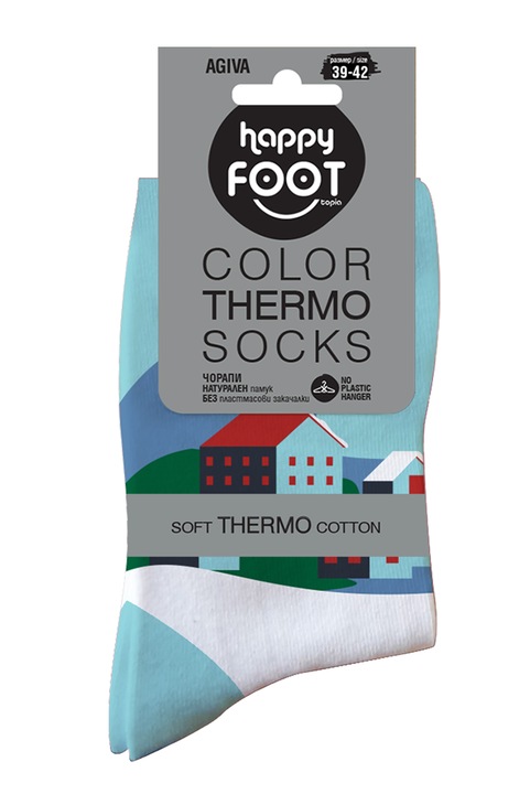 Чорапи Agiva Happy Foottopia, С принт, Коледни, Дамски, Бял/Син