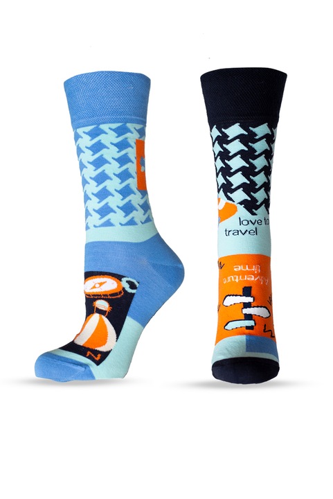 Agiva Happy Foottopia női zokni, utazás, pamut, kék, 39-42 méret