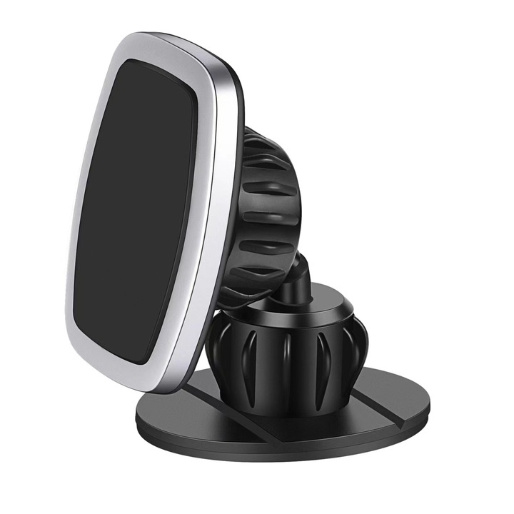 Suport auto magnetic pentru telefon cu lipire pe bord, compatibil cu toate telefoanele de pe piata, pentru suprafete plane si curbate, Ideas4Comfort, ajustabil orice directie, rotativ 360*, negru