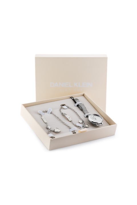 Set Ceas dama cu bratara si colier 13022-1, Daniel Klein, Metal, Argintiu