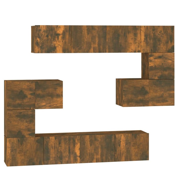 Dulap TV montat pe perete vidaXL, stejar fumuriu, 30,5 x 30 x 30 cm, lemn prelucrat