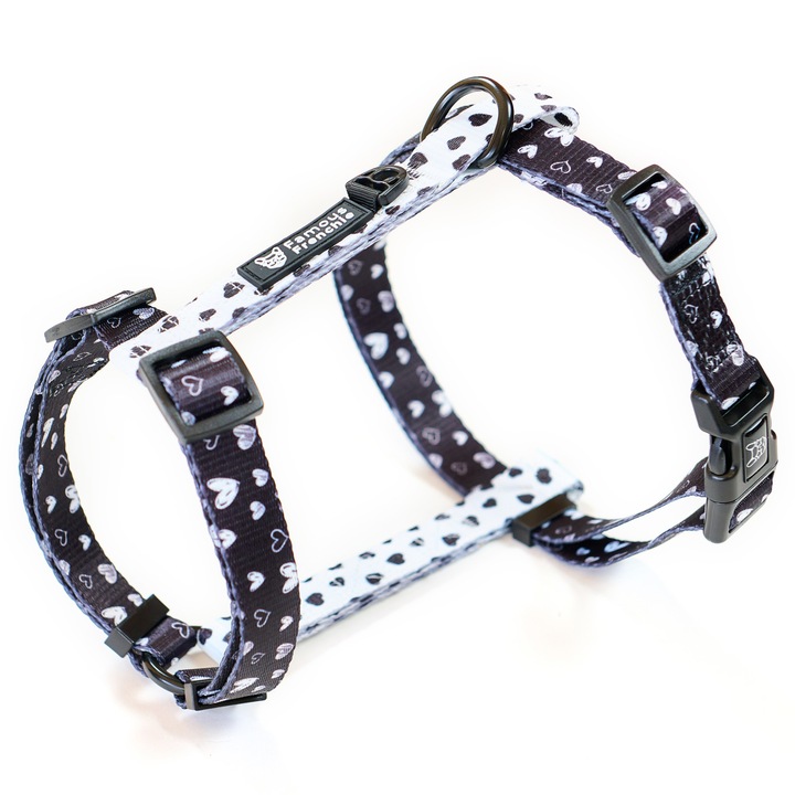 Ham pentru caini, ajustabil, Famous Frenchie, Black Hearts, marime universala