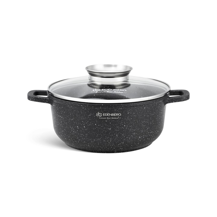 Kerek edény Edenberg EB8116, Adagolóval, Fekete márvány