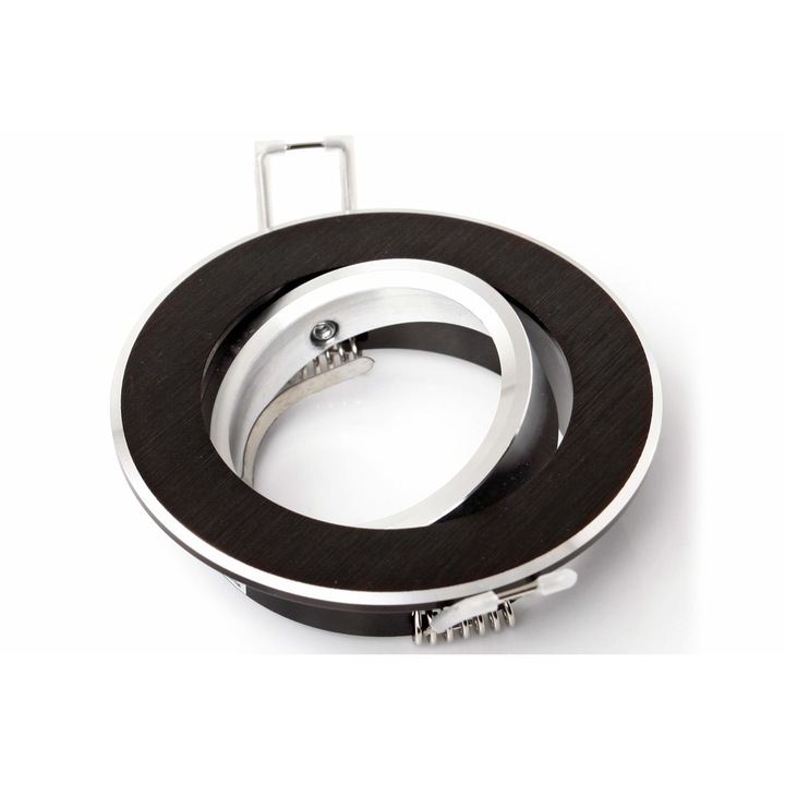 Spot LED cu halogen Koloreno, Almo, Aluminiu, Negru periat