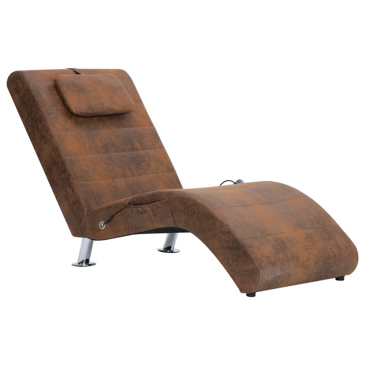 Шезлонг Zakito Europe, с масаж и отопление, ергономичен, кафяв, 144x59x79 см