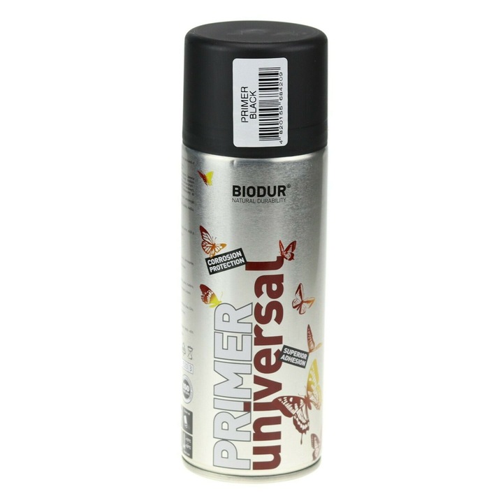 Grund Vopsea Spray, BK Shop, Biodur, Negru, 400 ml, Pentru Vopsirea Diferitelor Suprafete, Durabil, Finisaj Lucios, Aplicare Usoara, Randament 1.5 2 M², Timp de Uscare 10 15 Minute la 25°C, Negru
