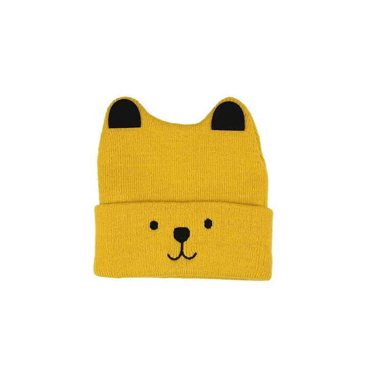 Caciula pentru copii, model ursulet zambitor, galben, marime universala, EFAYN