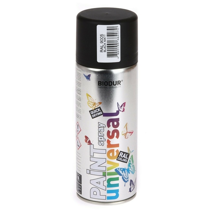 Spray festék, Biodur, 400ml, Fekete