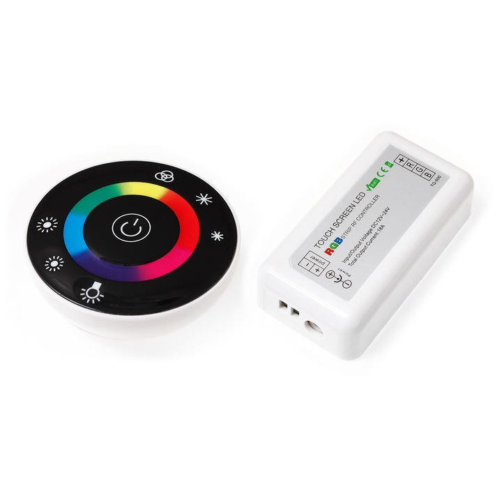 Controler radio Koloreno pentru benzi LED RGB, RF-T1-002, Negru