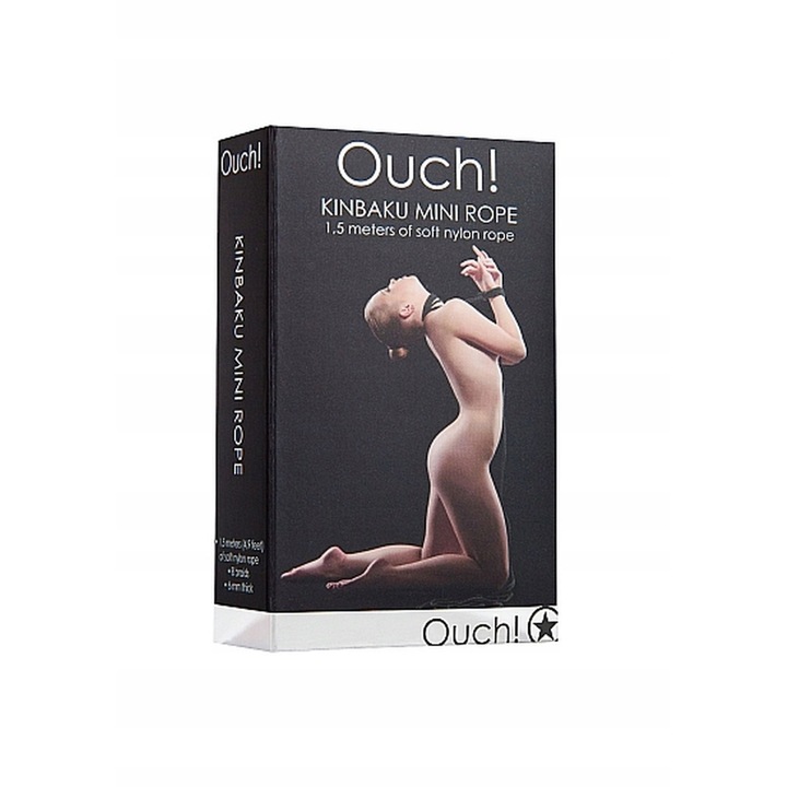 Мини еротично въже Ouch, 1.5м, Черно