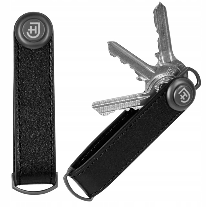 James Hawk Szervező/kulcstartó, természetes bőrből, 8,5 cm, fekete