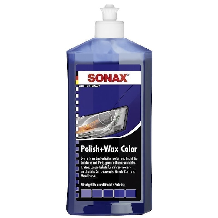 Polish la culoare cu ceara Sonax Nanopro, albastru 250ml