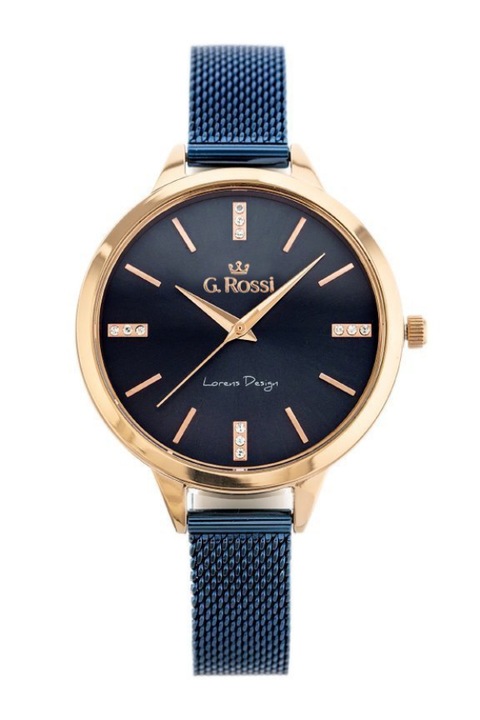 Ceas dama 10296B3-6F3, G.Rossi, Metal, Auriu/Albastru