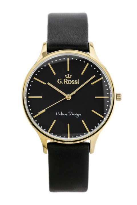 Ceas dama 10317A8-1A2, G.Rossi, Metal/Piele, Negru/Auriu