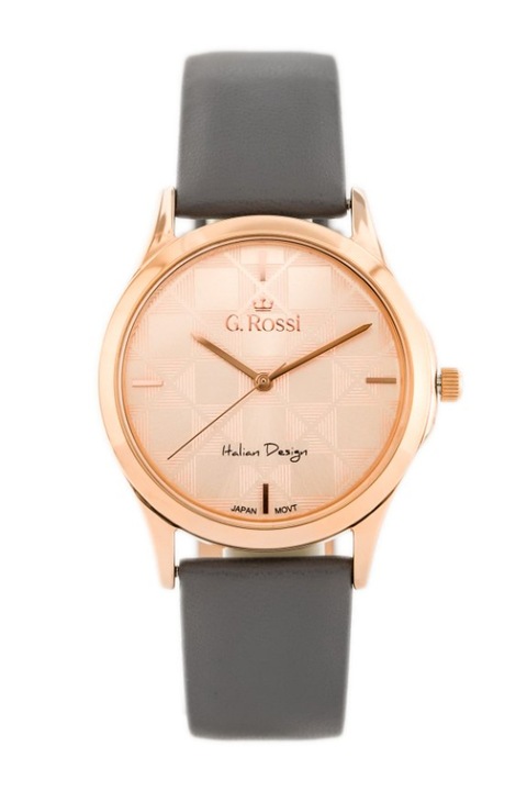 Ceas dama 10513A, G.Rossi, Metal/Piele, Gri/Auriu