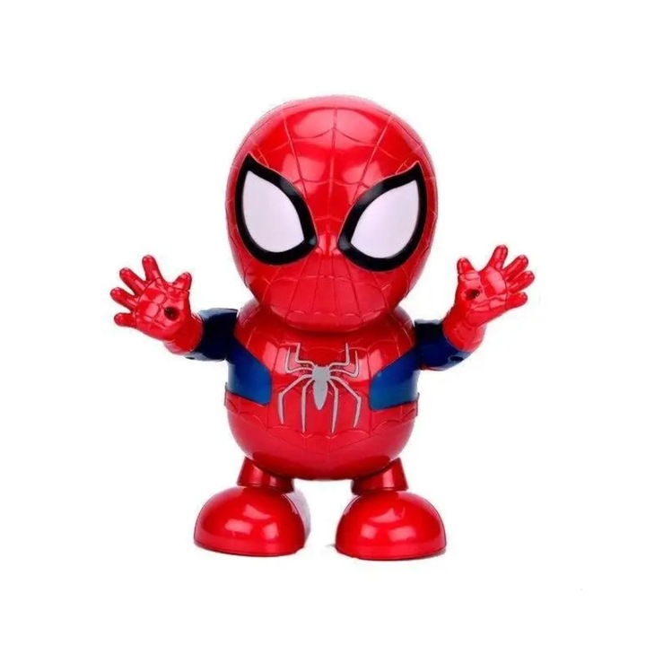 Interaktív játék, táncoló Pókember modell, fény/hang funkció, piros, 20 cm
