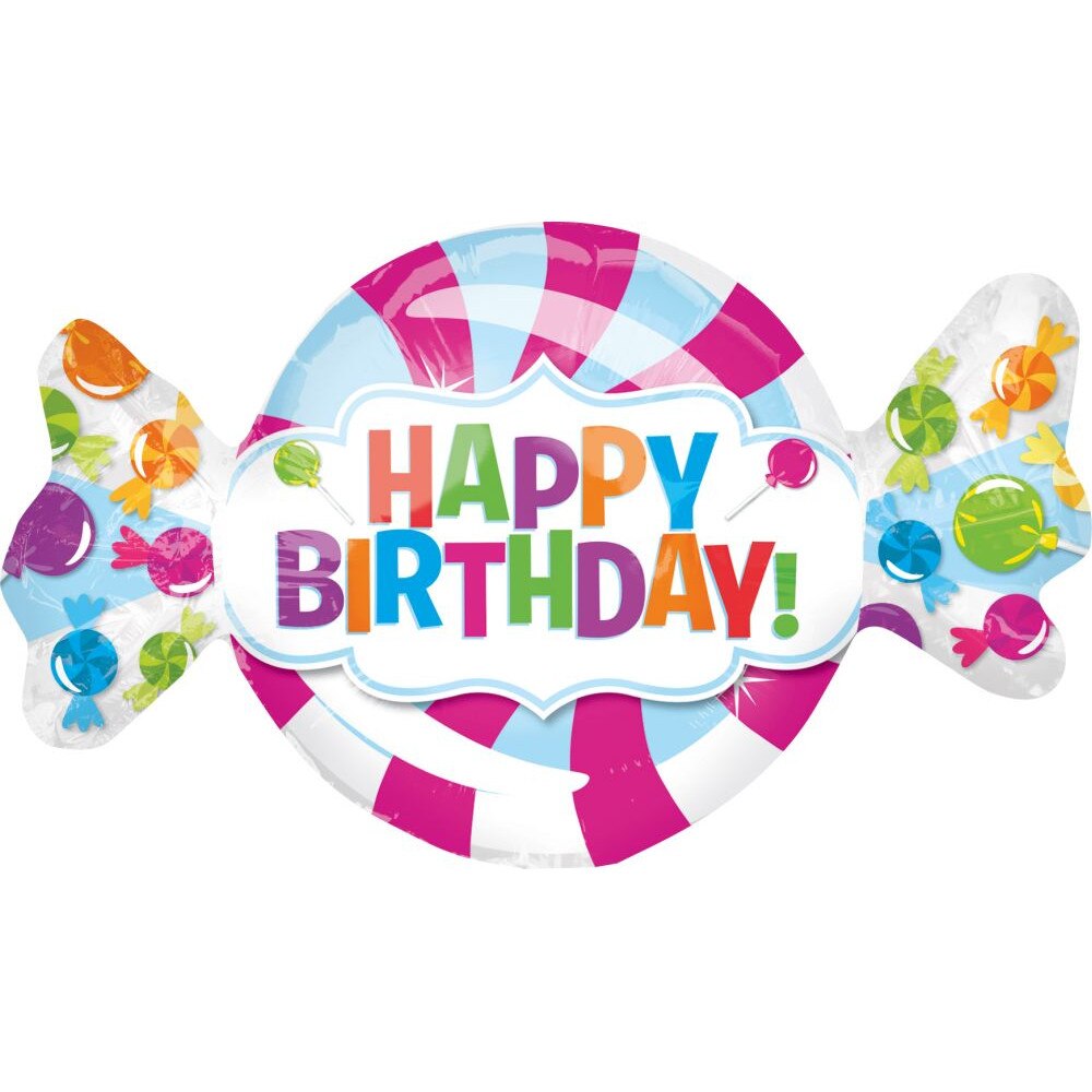 Balon folie figurina Sweetshop Birthday 101 x 60 cm, Amscan 31617